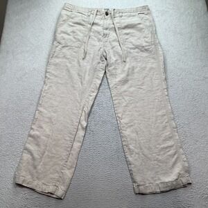 Old Navy 100% Linen Pants Mens Size XL (Fits 40X31) Drawstring  Comfort Casual